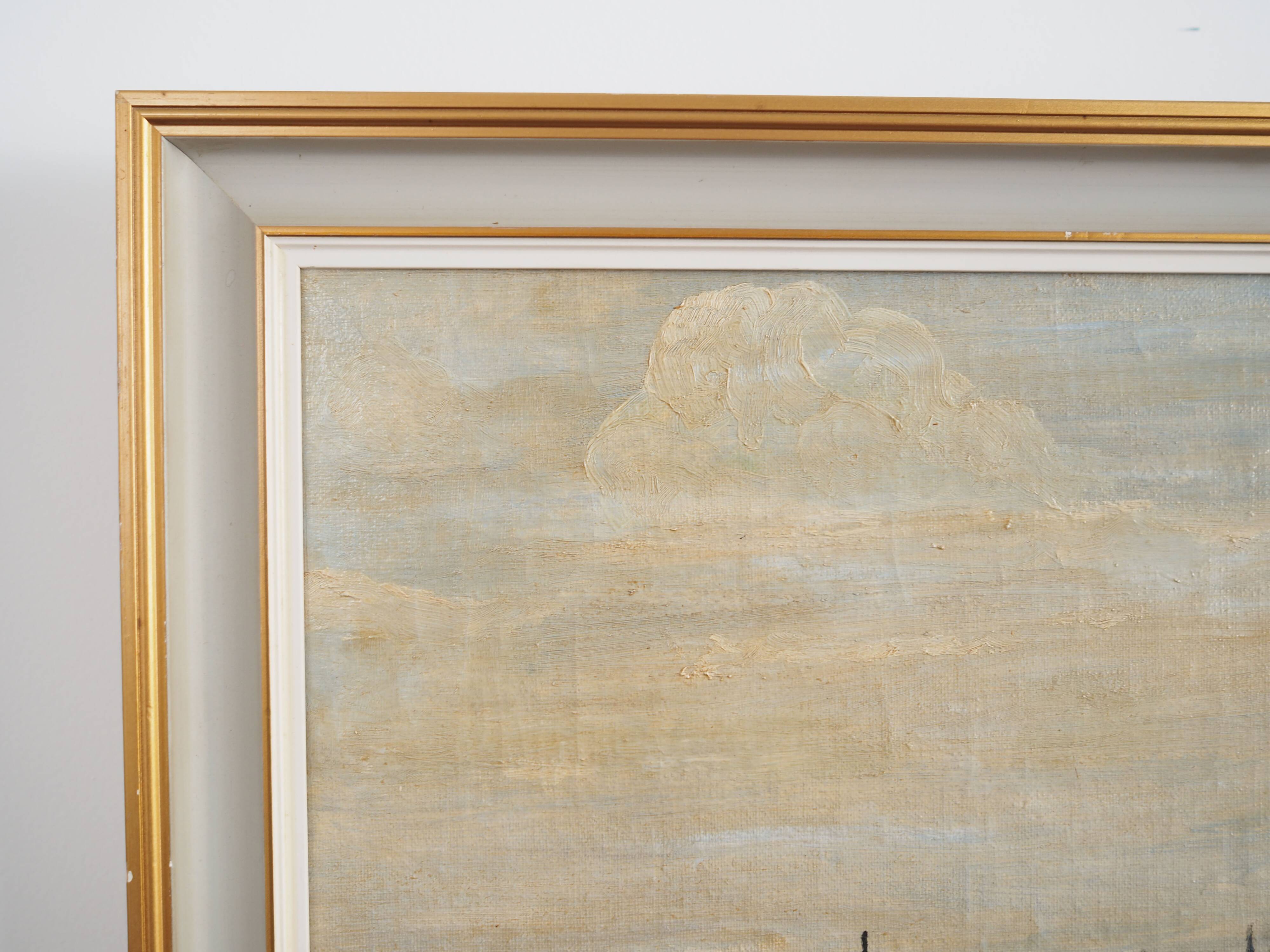 Painting „The Windmill above the Marina”, Scandinavian design, 1970s