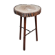Table haute tripode brutaliste en bois et métal, 74 cm