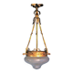 Lustre suspension bronze & verre 1900s