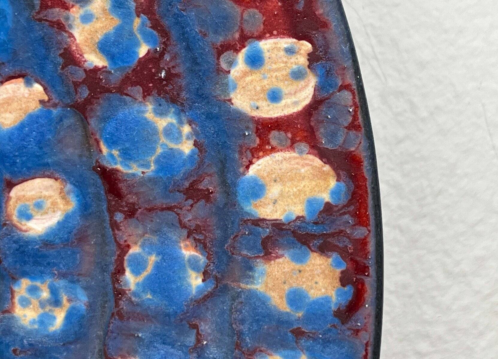 Large Mid-Century Modern German Studio Pottery Decorative Wall Plate by Eva Fritz-Lindner for Karlsruher Majolika, 1960s