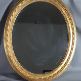 Oval mirror old carved wood gilded gold leaf louis XVI style large format 74x63 cm
