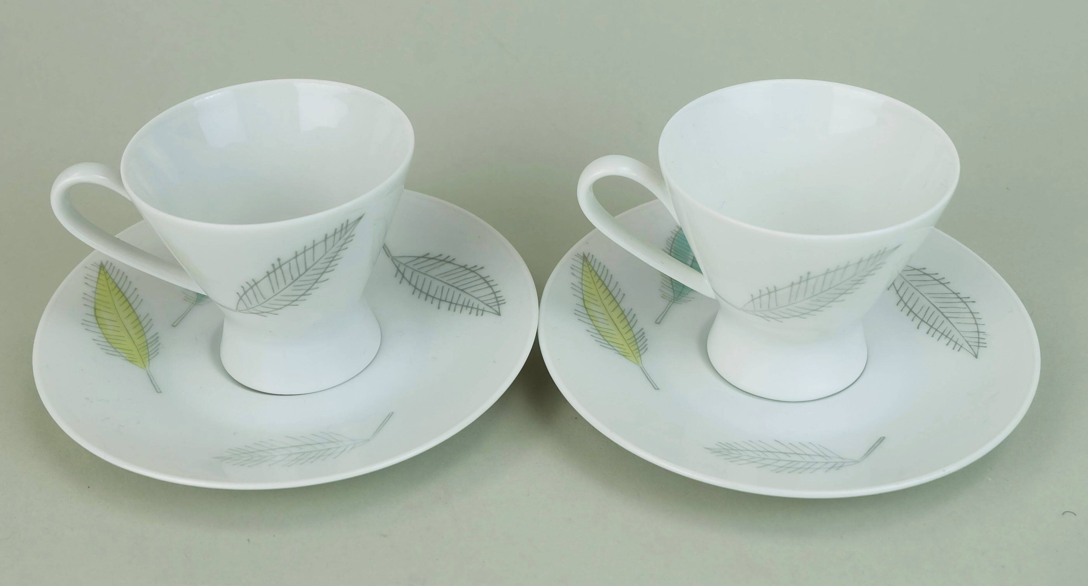 8-piece MOCHA SET rosenthal form 2000 raymond loewy decor falling leaves