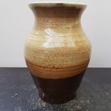 Vase Soulaines Dhuys royer enamelled stoneware brown beige vintage