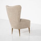 Mid-Century Modern Pair of Beige Italian Chairs, 1950s