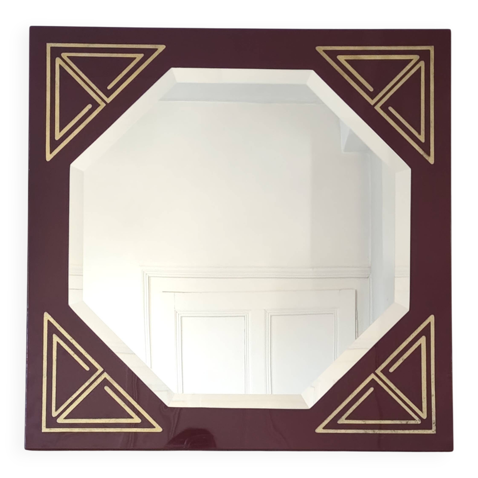 Miroir laqué et incrustation doré vintage