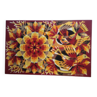 Jc bissery vintage tapestry 1960 signed and numbered