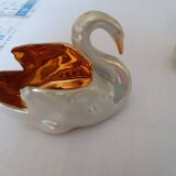 Pair of porcelain swan salerons from Paris Dussault
