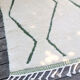 Magnificent Berber carpet Béni Ouarain green and white with diamonds and braided border