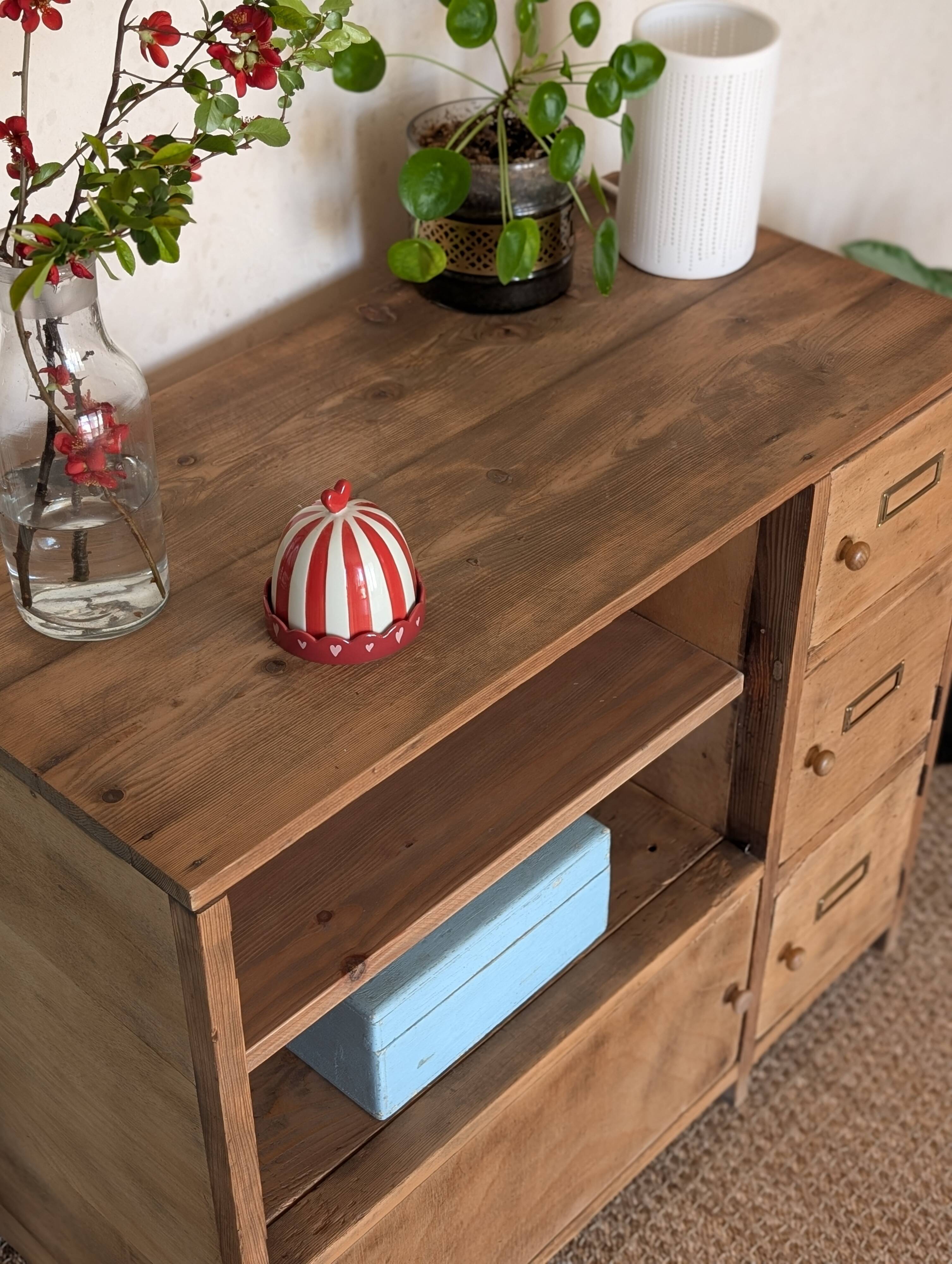 Old small workshop furniture made of wood.
