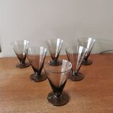 Lot de 6 verres art déco verre fumé