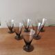 Set of 6 art deco smoked glass glasses