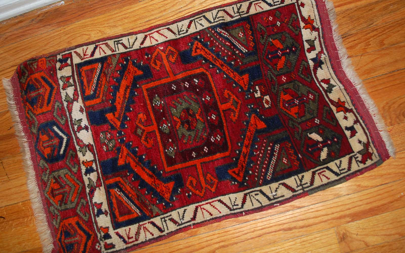 Old Turkish carpet Yastik handmade 61cm x 110cm 1890s
