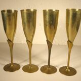 4 flûtes , coupes à champagne en laiton
