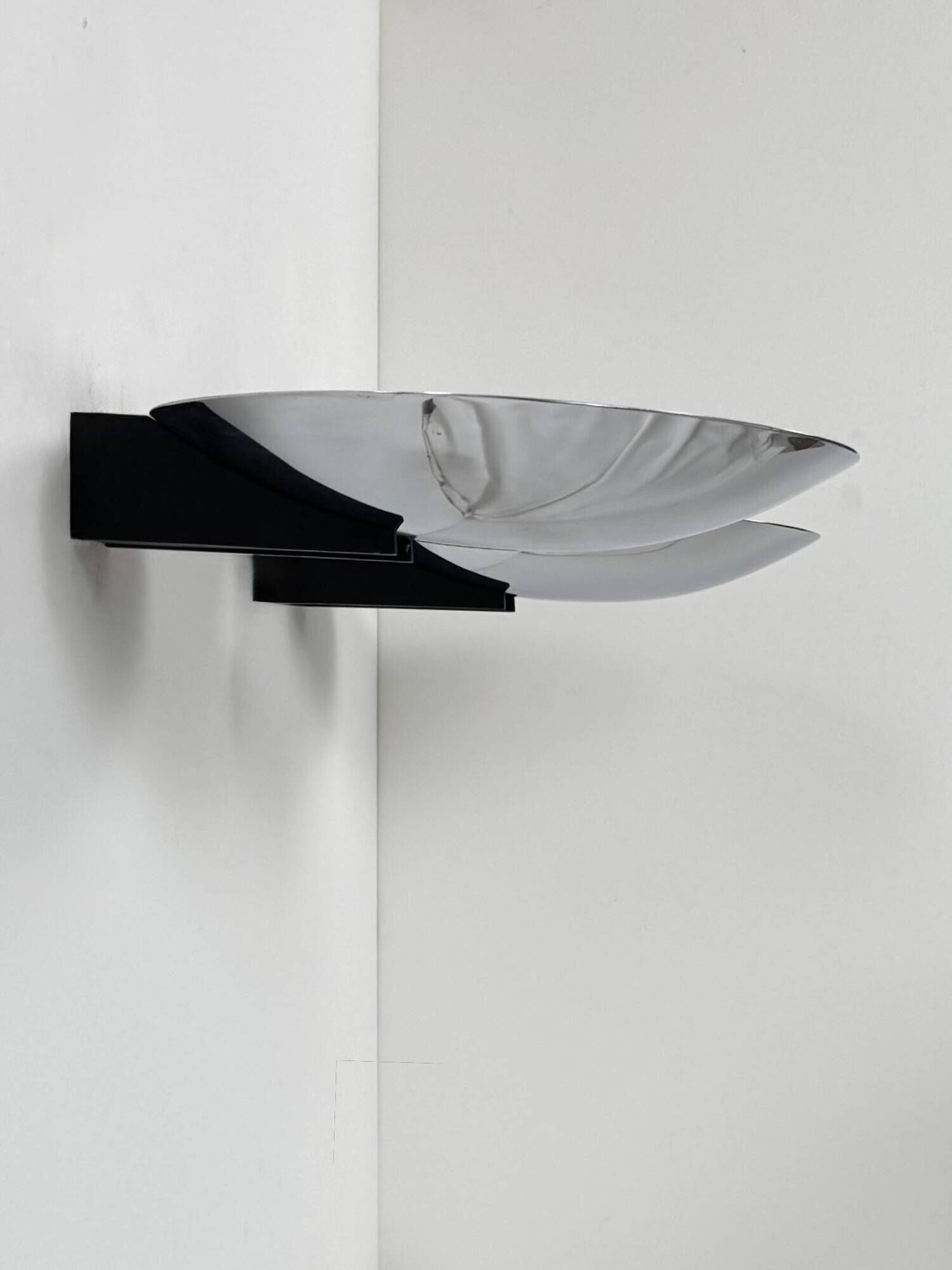 Vintage Disderot wall sconces, chrome and black, France, 1980.