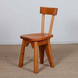 Ensemble de 4 chaises en pin par René Faublée, 1950