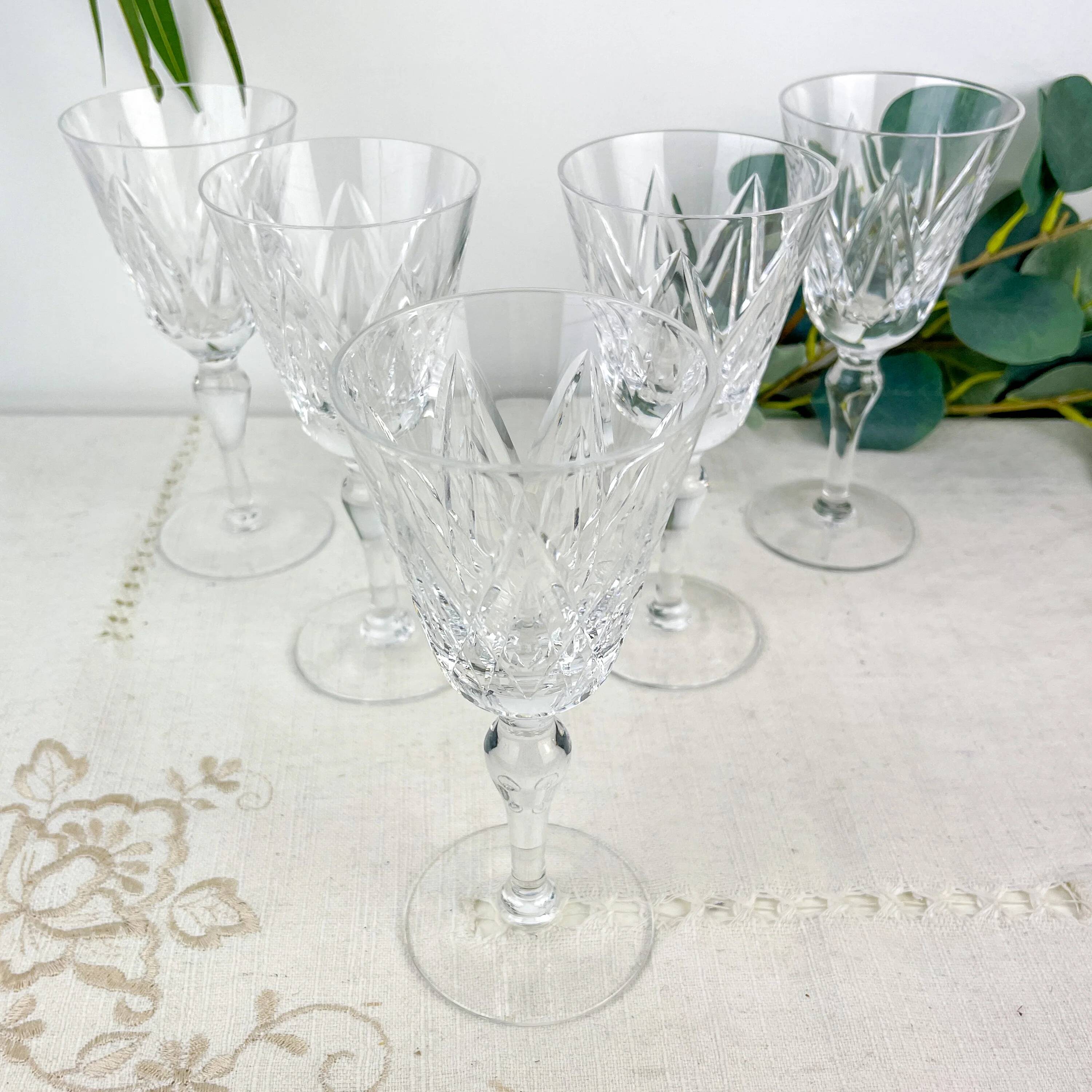 5 York water glasses – cut crystal Stuart – vintage luxury