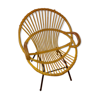 Yellow rattan armchair