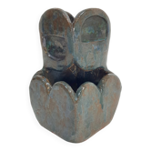 Fleur pot en céramique émaillée verte brutaliste, années 1960