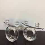 Pair of Art Deco Cristallerie de Vannes candlesticks