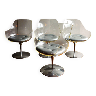 Quatre chaises, modèle "Champagne", design Erwine et Estelle Laverne, édition "Formes Nouvelles"