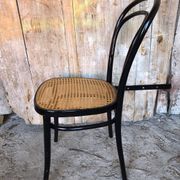 Bistrot wood & seat canned chair 70s vintage