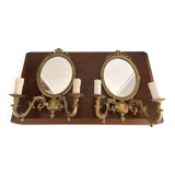 Antique Wall Sconce Mirror Candle Holder Golden Louis XVI