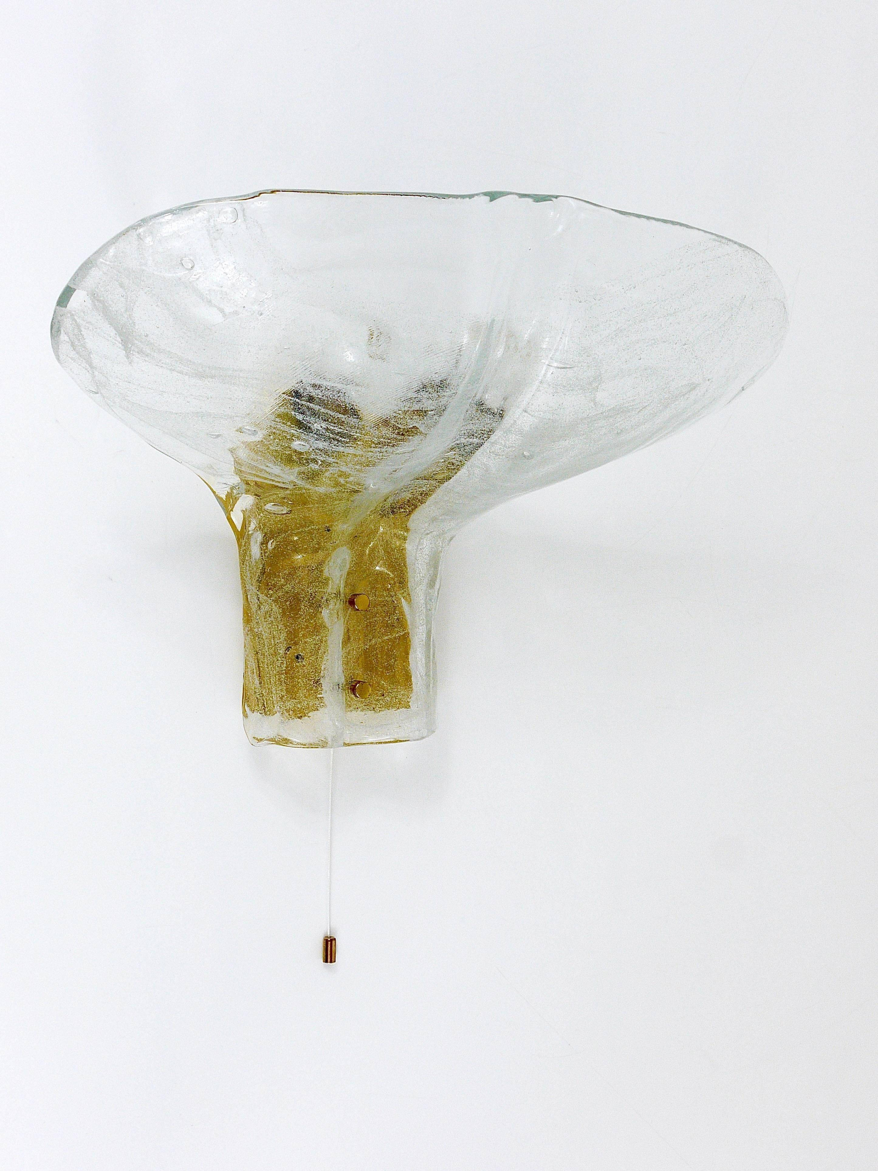 J.T. Kalmar enormous petal wall light in brass and blown glass, mid-century, Austria, 1970s