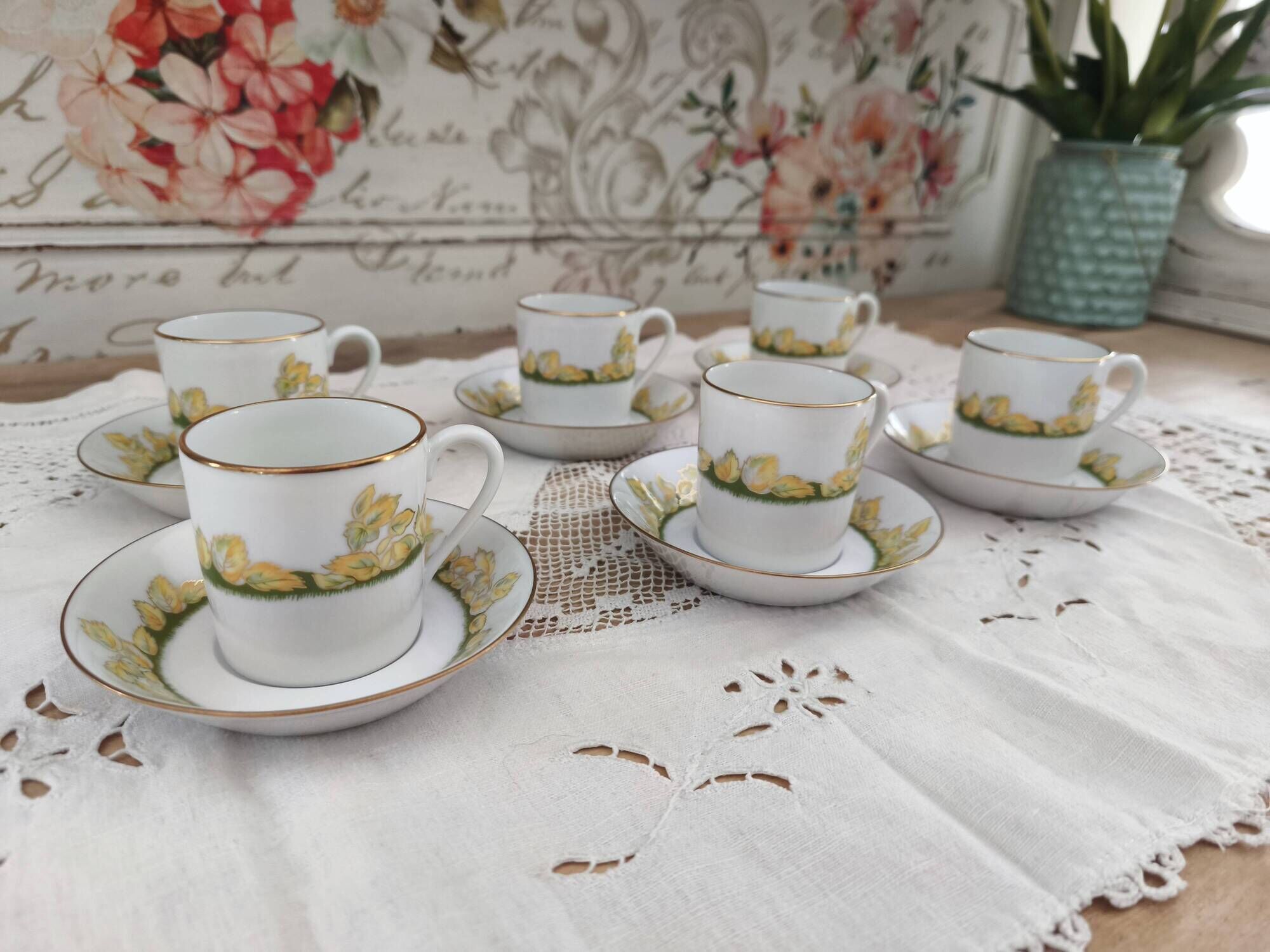 Set of 6 Limoges porcelain espresso cups Hôtel Métropole Brussels
