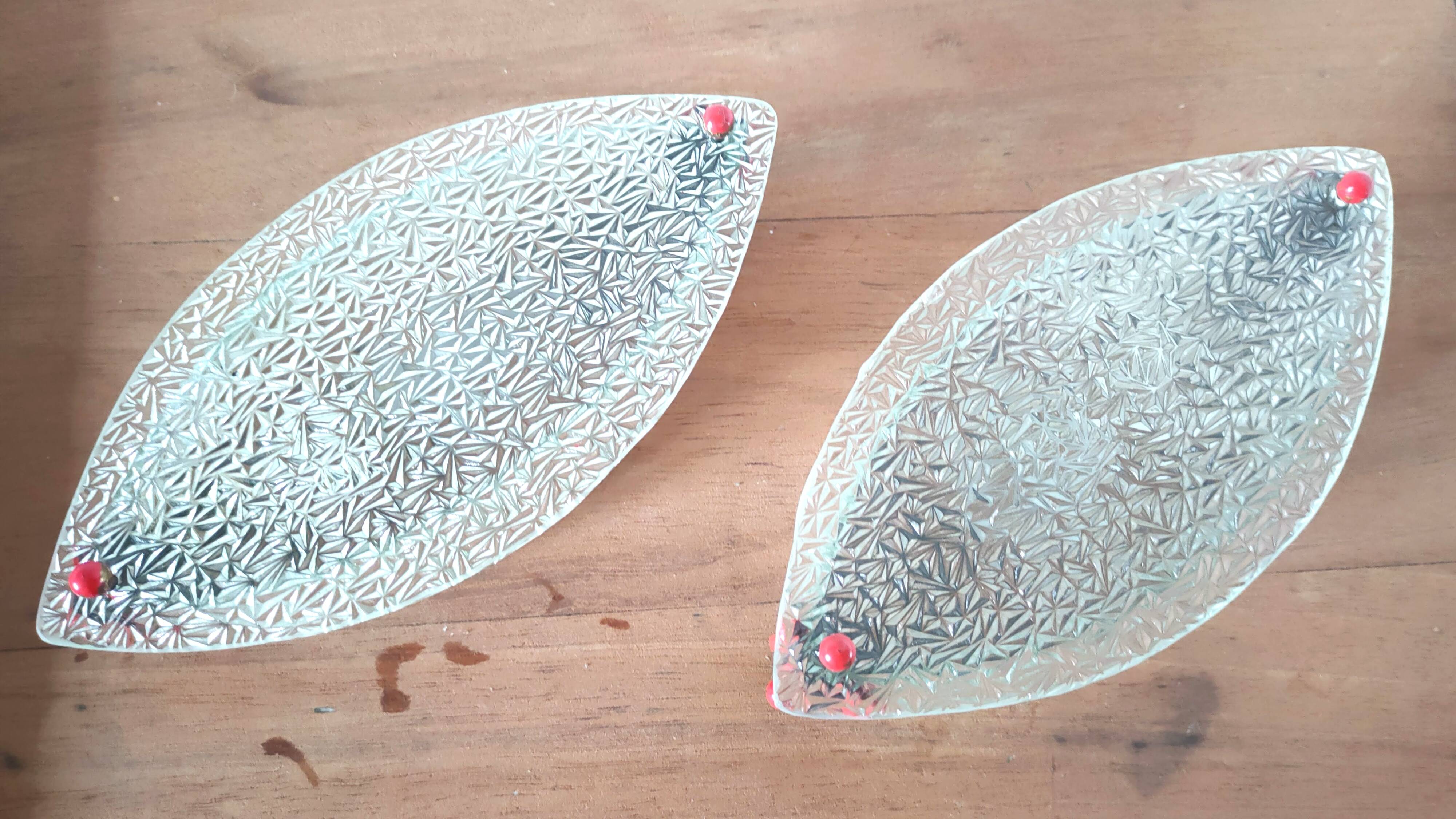 Pair of designer glass eye sconces from the 60s and 70s