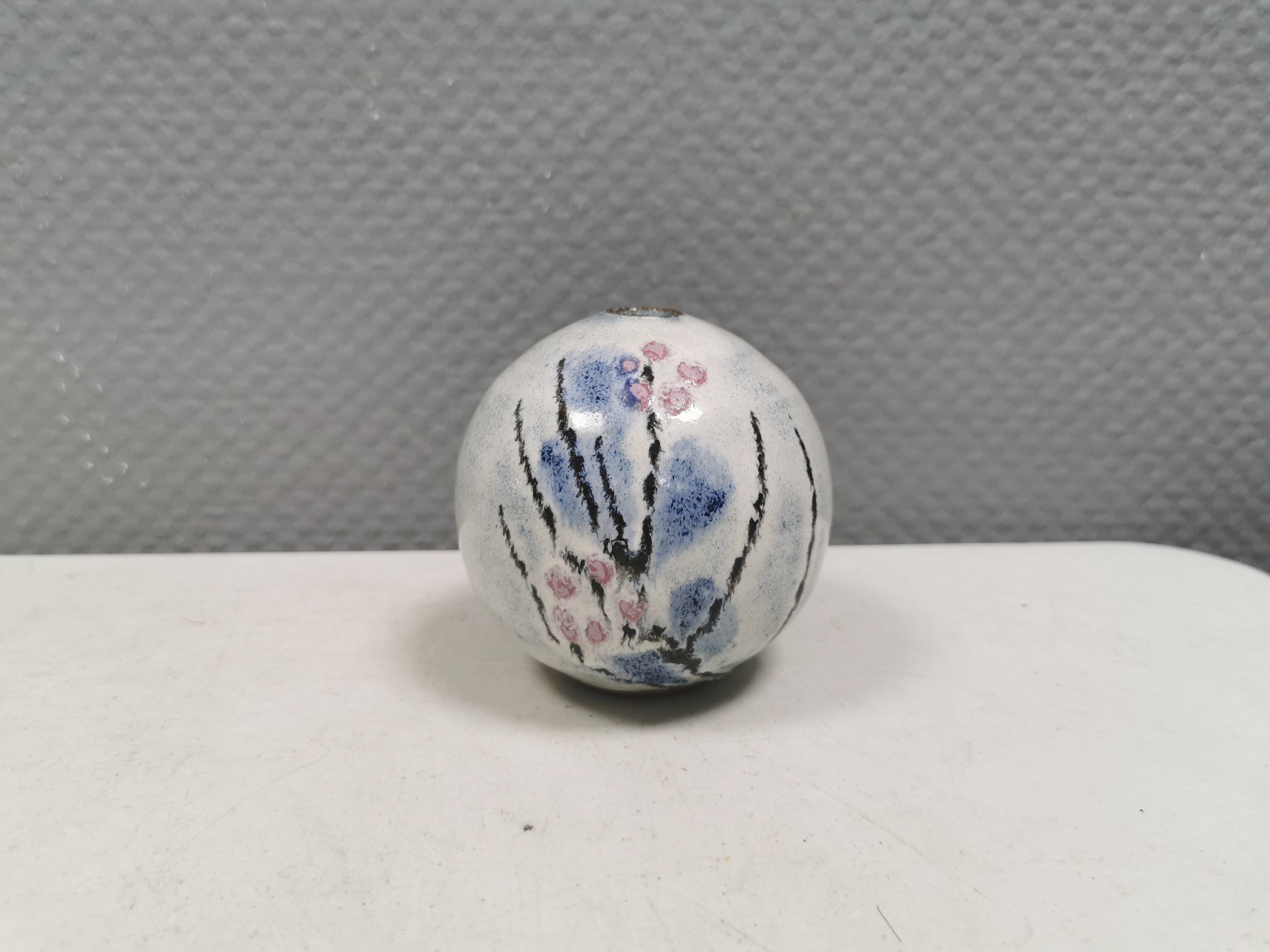A beautiful little spherical vase from Danish Barholt Ceramics, 1970s–80s.