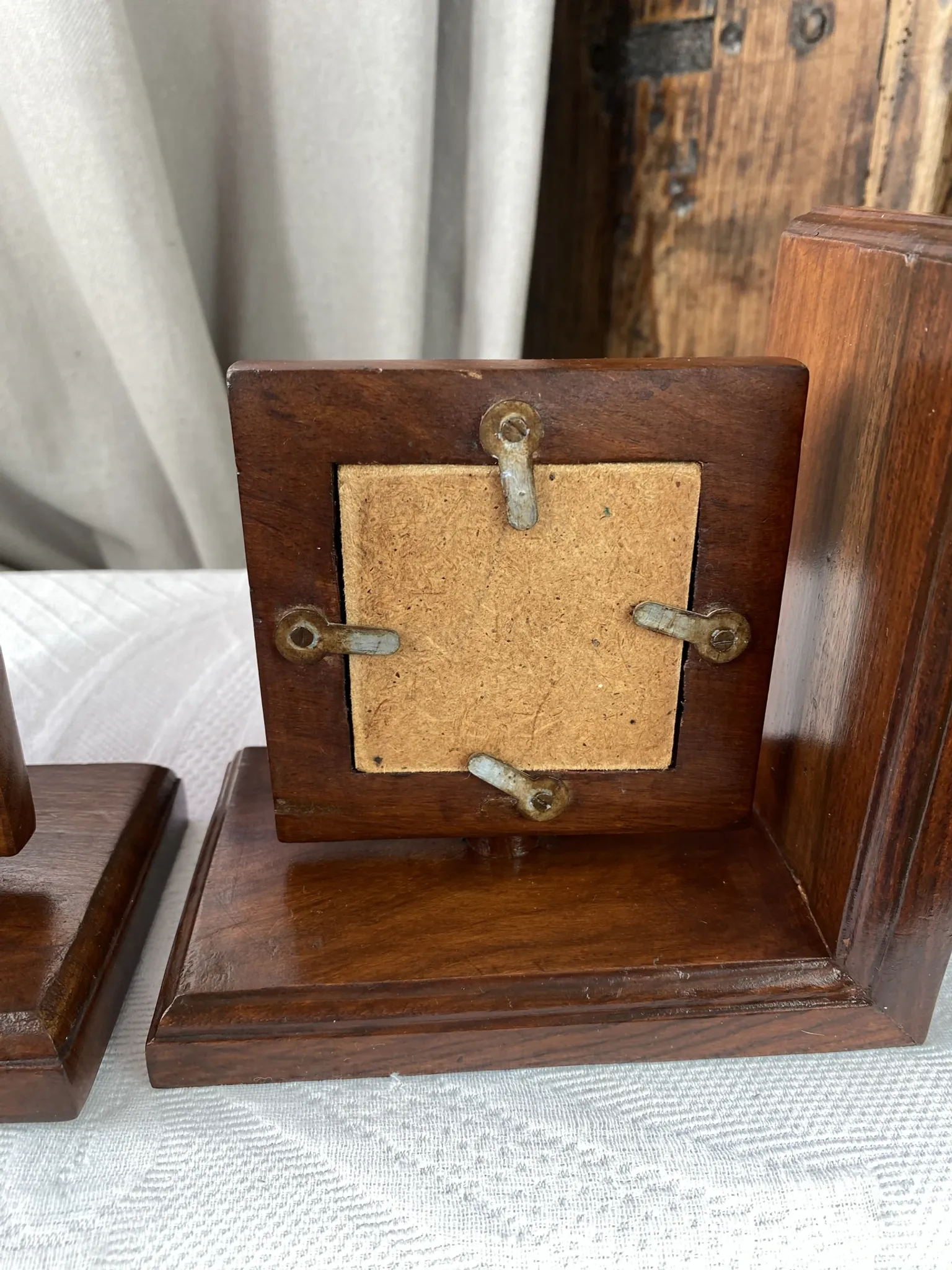 Pair of bookends, solid wood photo frames
