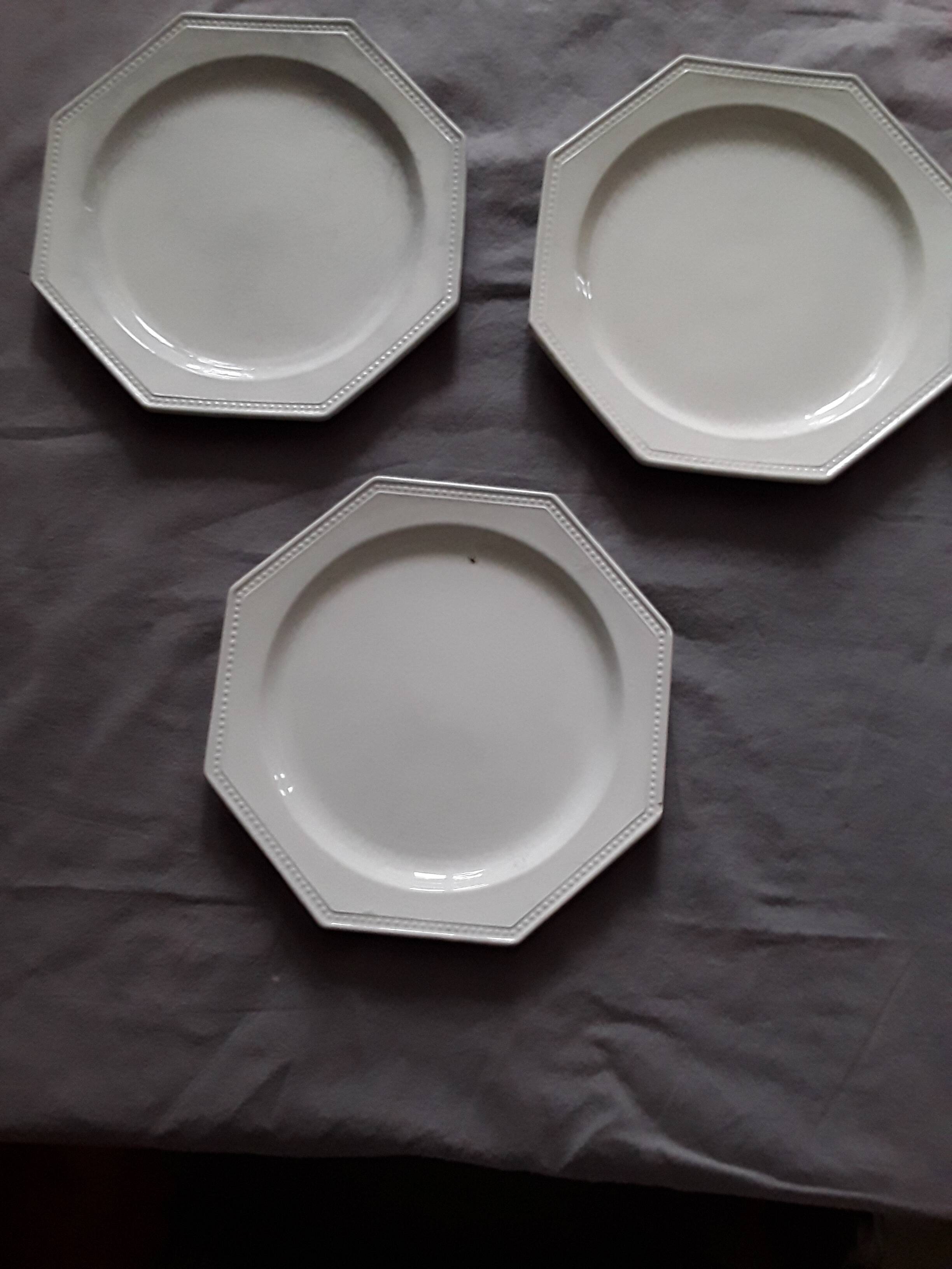 Set of 3 pearl plates from Creil and Montereau