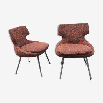 Pair of fabric armchairs and chrome 1970