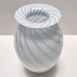 Murano Glass Vase with Light Blue and White Canes, Italy