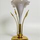 Italian white calla lily flower table lamp, Murano glass, circa 1970