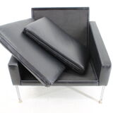 1960s Pair of Steel and Leather Armchairs by Lübke, Germany