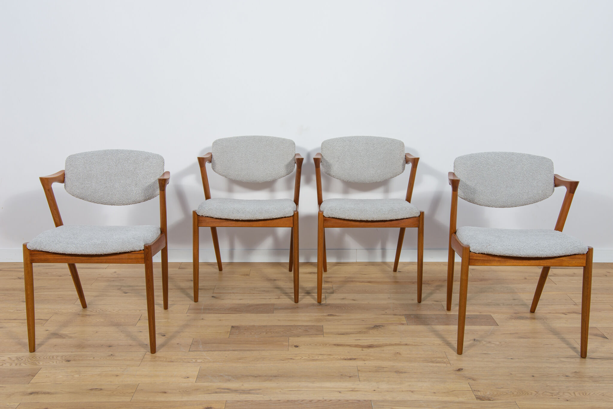 Mid Century Teak Model 42 Dining Chairs by Kai Kristiansen for Schou Andersen, 1960s, Set of 4