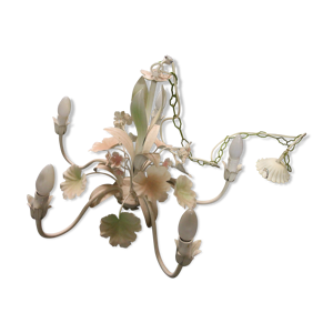 Lustre vintage 5 branches - floral peint