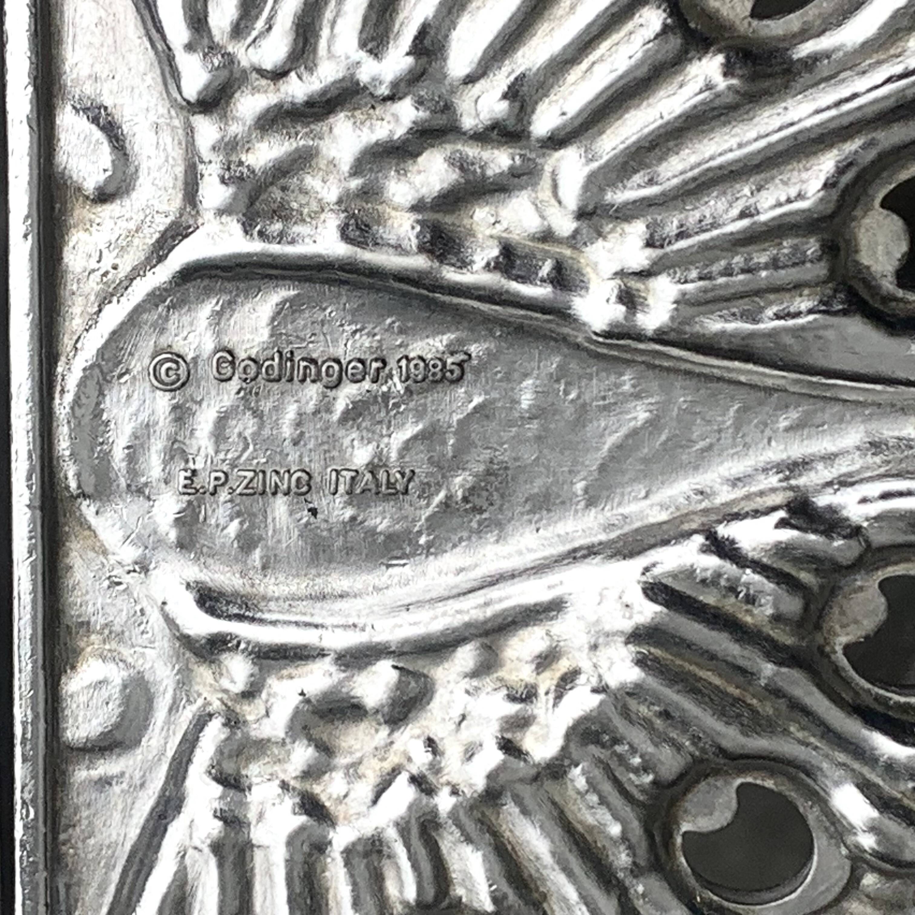 Antique Godinger silver plated metal trivet - peacock - made in Italy