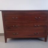 Three-drawer chest of drawers in exotic wood
