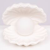 White Ceramic Shell Table lamp 1970s