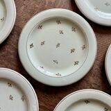 10 assiettes à dessert Salins vintage verts pâles et dorées