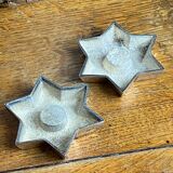 Pair of candlesticks, Star of David, silver-plated metal