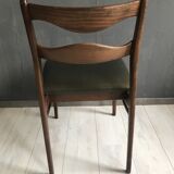 4 vintage teak dining chairs, dark green