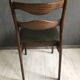 4 vintage teak dining chairs, dark green