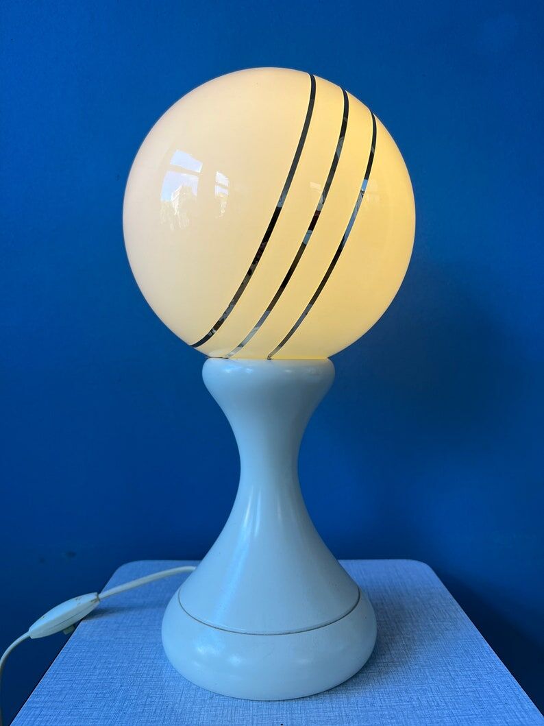 Space Age table lamp in white opaline glass