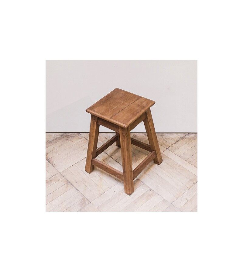 Vintage wooden stool square seat