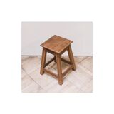 Vintage wooden stool square seat
