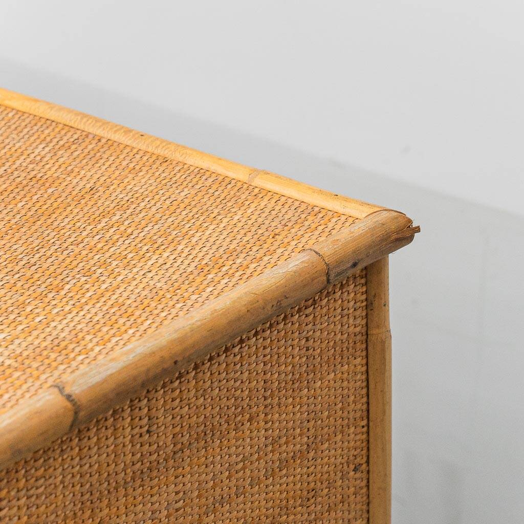 Bamboo and rattan sideboard 1970s vintage modernism