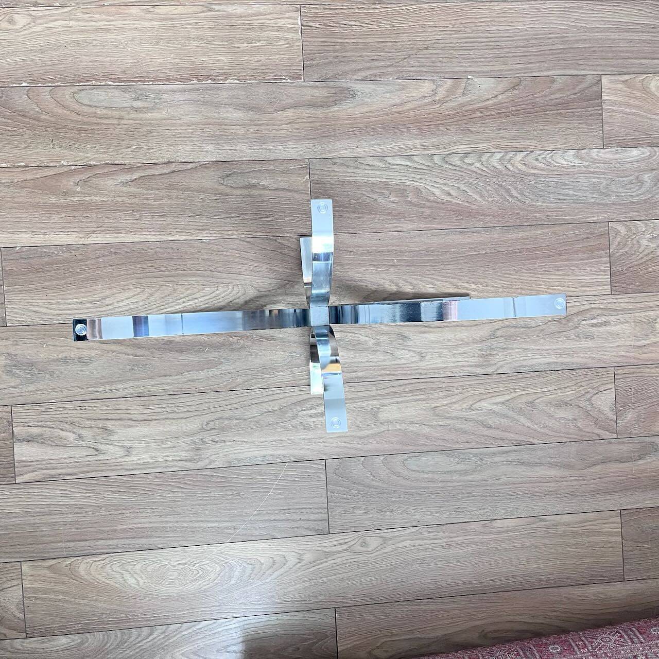 70's coffee table with glass and chrome